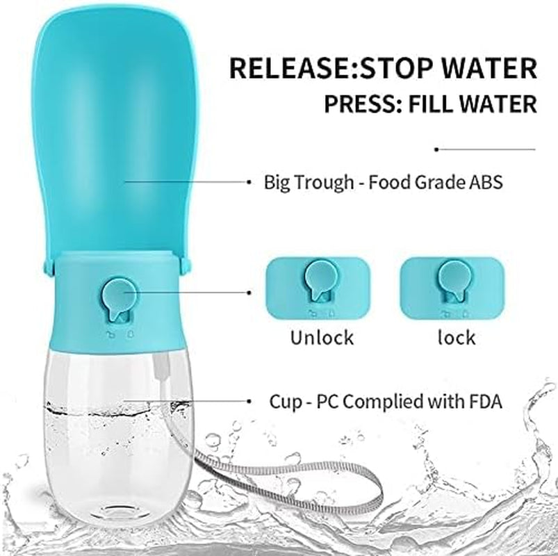 Portable Dog Water Bottle Foldable Pet Water Bottles for Dogs Light Weight Dog Water Bowl Dispenser Dog Water Bottles for Walking Traveling Hiking(10 Oz)(Blue)