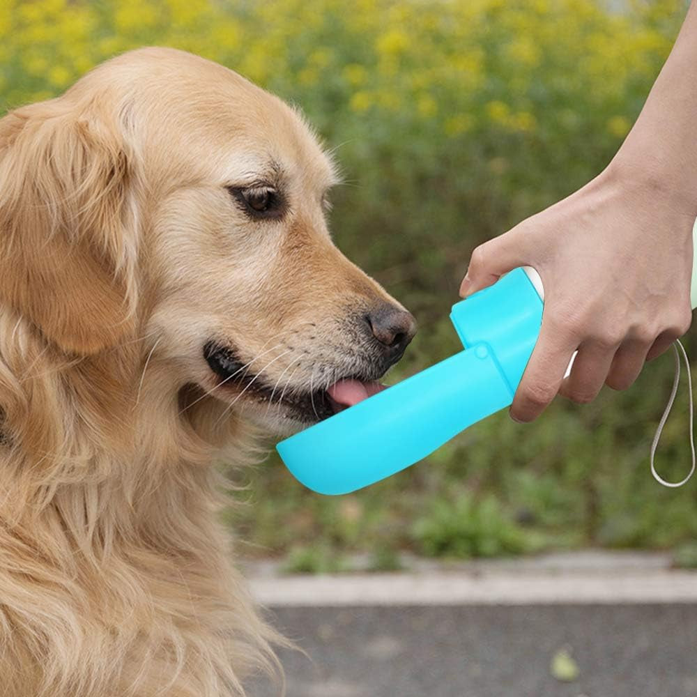 Portable Dog Water Bottle Foldable Pet Water Bottles for Dogs Light Weight Dog Water Bowl Dispenser Dog Water Bottles for Walking Traveling Hiking(10 Oz)(Blue)