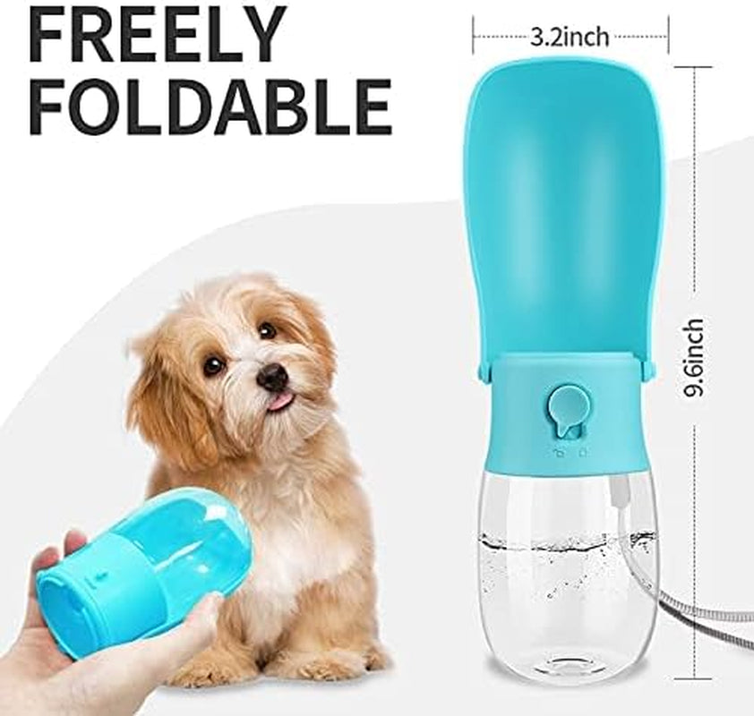 Portable Dog Water Bottle Foldable Pet Water Bottles for Dogs Light Weight Dog Water Bowl Dispenser Dog Water Bottles for Walking Traveling Hiking(10 Oz)(Blue)