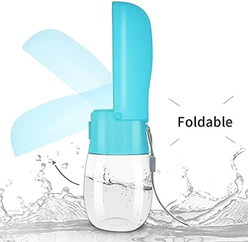 Portable Dog Water Bottle Foldable Pet Water Bottles for Dogs Light Weight Dog Water Bowl Dispenser Dog Water Bottles for Walking Traveling Hiking(10 Oz)(Blue)